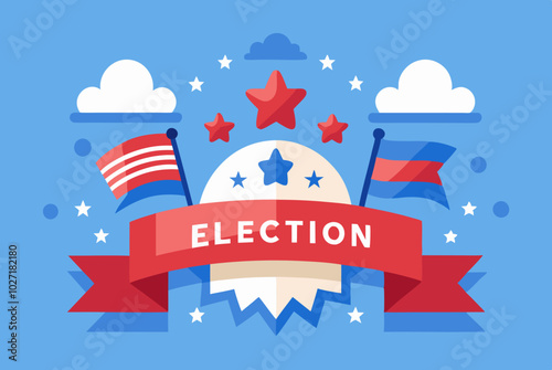 Vibrant patriotic election day banner with flags and stars for civic engagement