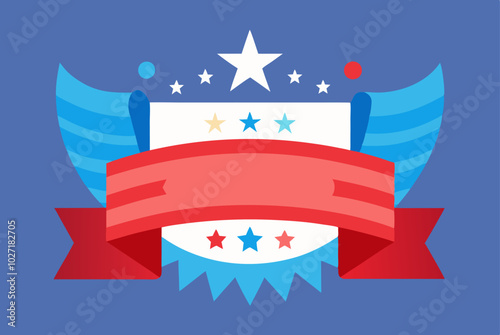 Vibrant election day celebration banner with stars and red ribbon
