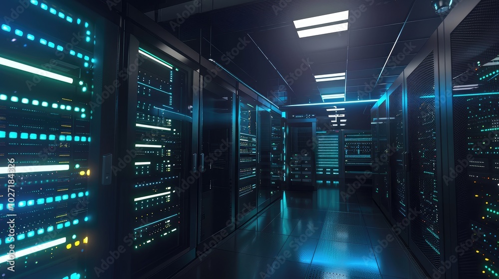 Modern Data Center with Server Racks Modern Data Center with Server Racks
