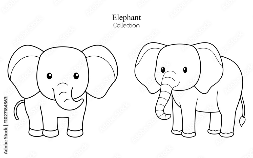Fototapeta premium Hand Draw Elephant Outline Illustration Vector Design