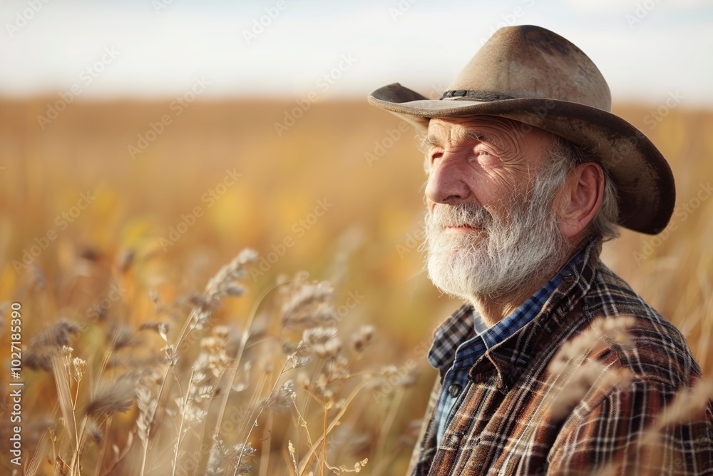 A Senior farmer in a field. A Senior farmer in a field.