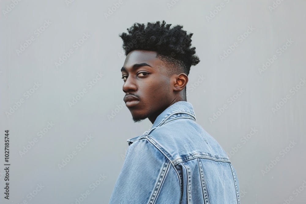 A Portrait of African American young man in full denim A Portrait of African American young man in full denim