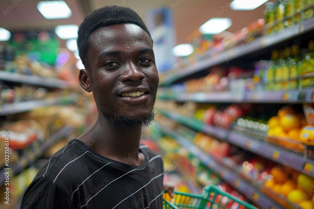 A Portrait of smiling man at supermarket. A Portrait of smiling man at supermarket.