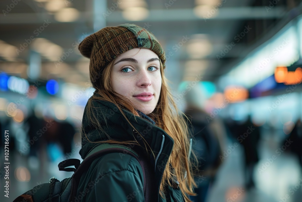 A Pretty young female passenger at the airport A Pretty young female passenger at the airport