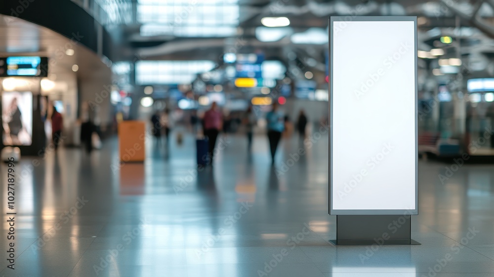 Airport terminal with blank space board for product promotion and advertise in holiday.
