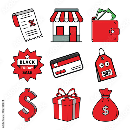 A bundle of cartoon vectors for Black Friday