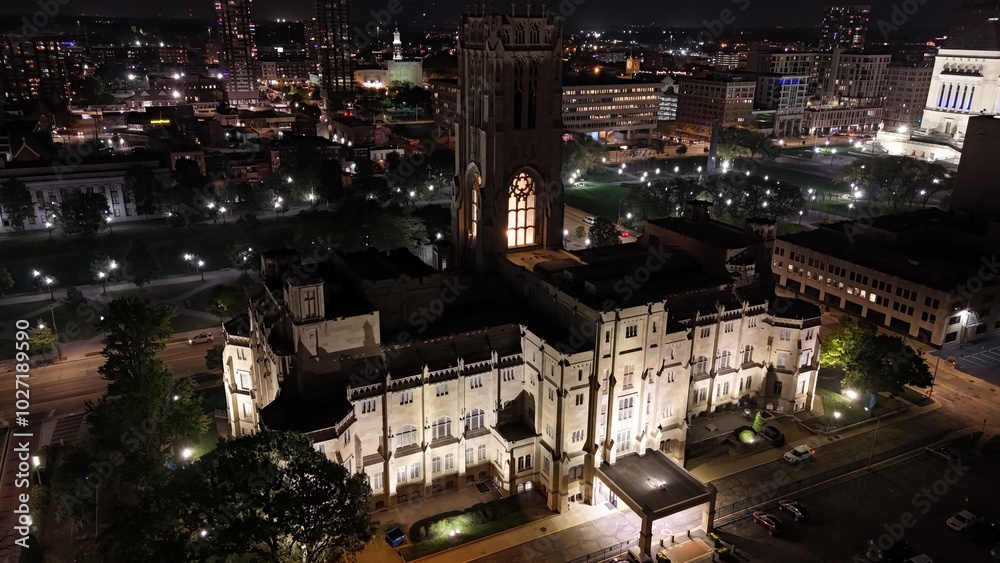 Indianapolis Scottish Rite Cathedral at night Indianapolis Scottish Rite Cathedral at night
