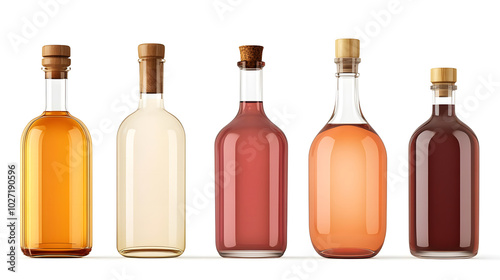 Set of bottles isolated on white background.