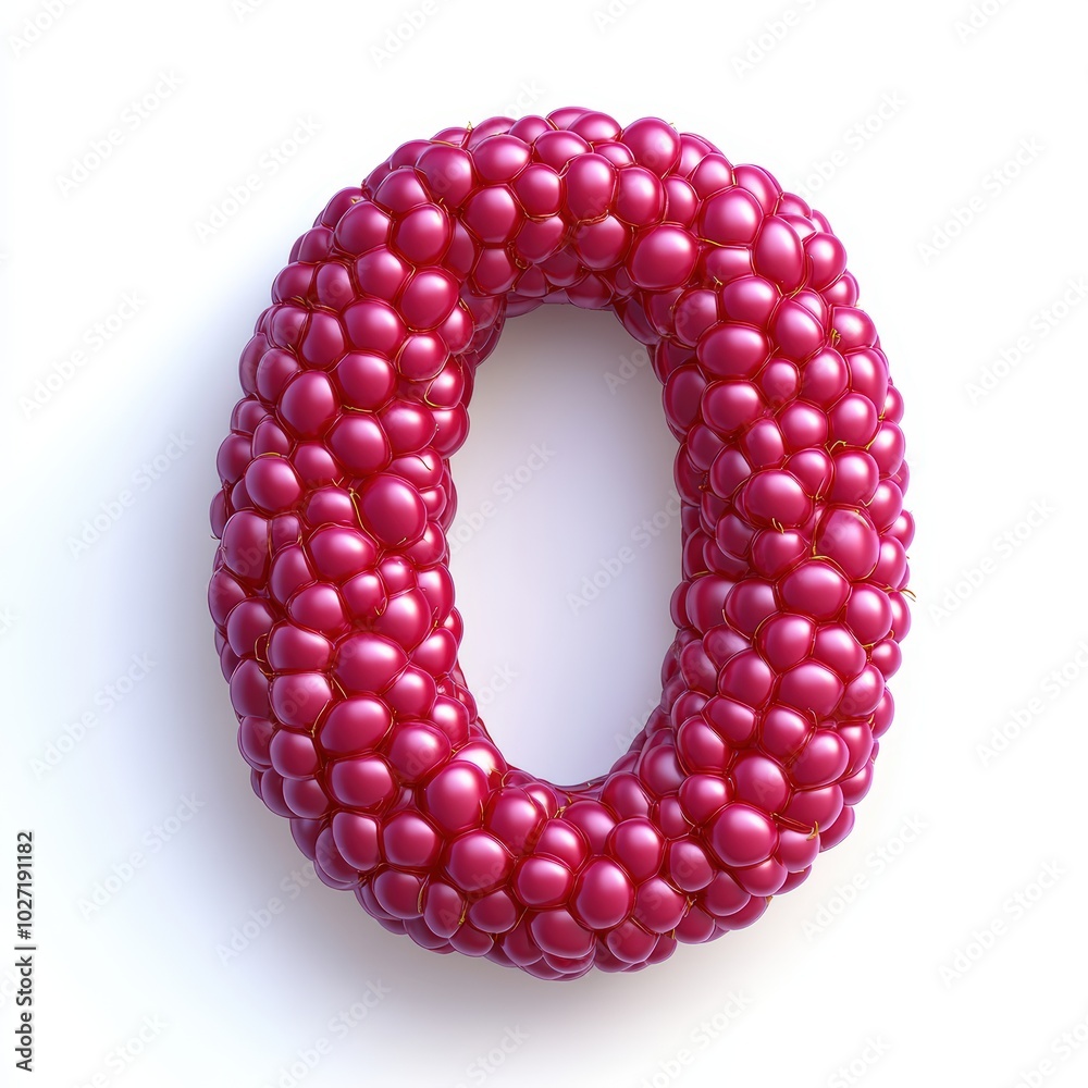 3D number 0 with raspberry texture realistic modern design, soft lighting, white background 3D number 0 with raspberry texture realistic modern design, soft lighting, white background