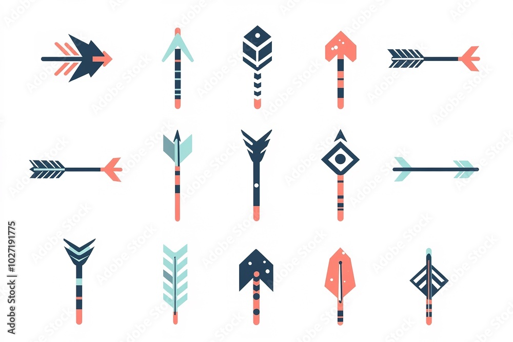 A collection of simple arrow icons, on a white background, vector graphics, simple shapes, vector style, vector illustration, simple design, flat colors, simple shapes, minimalistic, simple lines A collection of simple arrow icons, on a white background, vector graphics, simple shapes, vector style, vector illustration, simple design, flat colors, simple shapes, minimalistic, simple lines