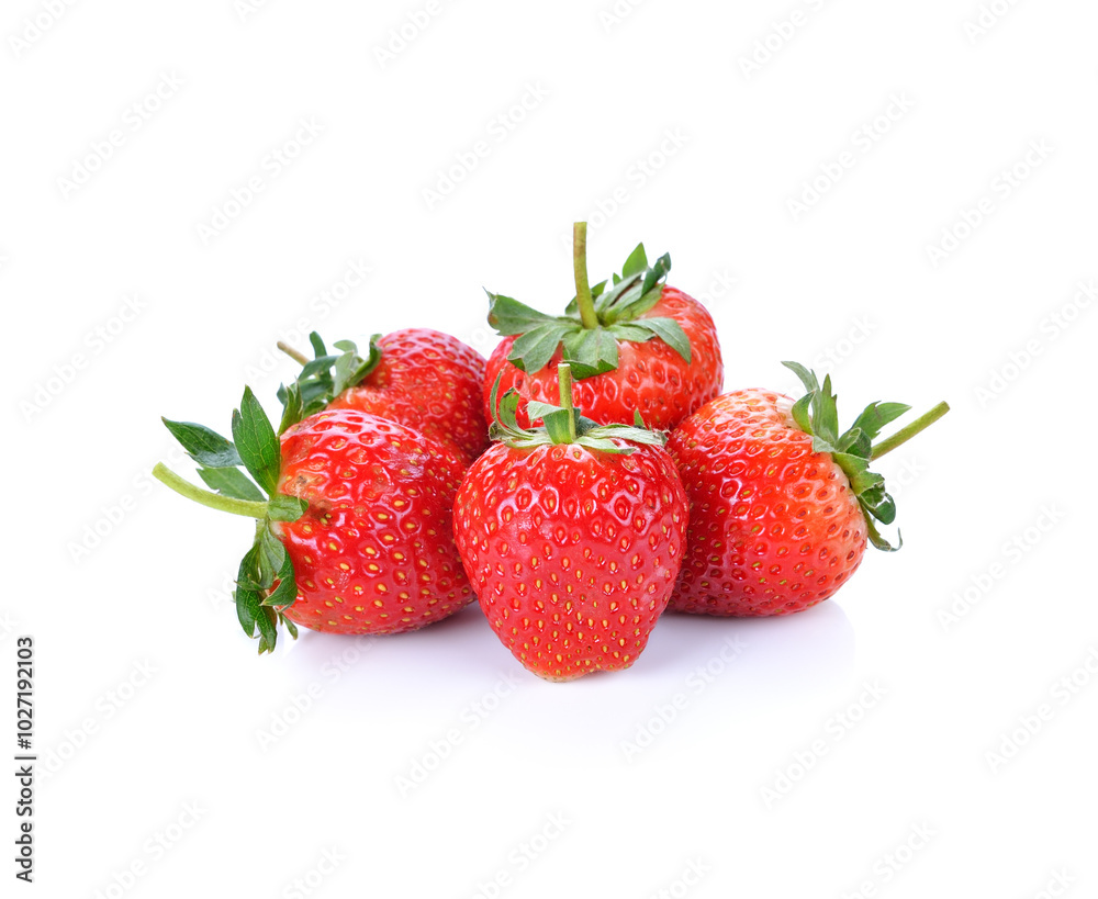 Strawberries with strawberry leaf on a white background. Strawberries with strawberry leaf on a white background.