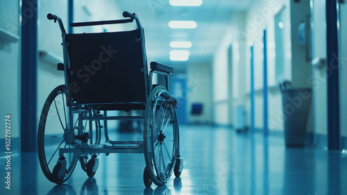 wheelchair in hospital corridor