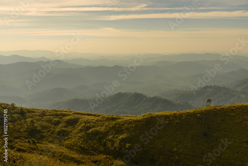 sunset at Noen Chang Suek, Pilok, Kanchanaburi, Thailand. photo