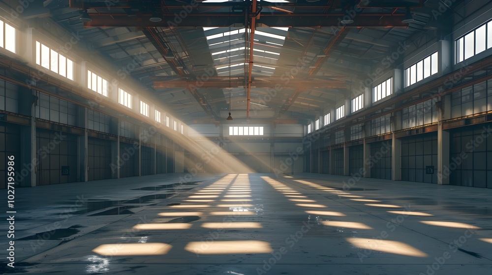 Sustainable Warehouse Illuminated by Natural Light Showcasing Green Logistics and Eco Friendly Designs Sustainable Warehouse Illuminated by Natural Light Showcasing Green Logistics and Eco Friendly Designs