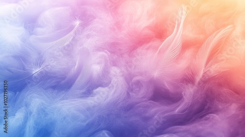 Abstract Colorful Background with Feathery Textures and Gradient Hues