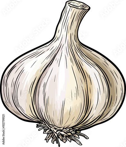 Garlic Drawing Illustration for Culinary and Organic Design