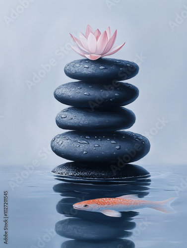 zen stones with flower