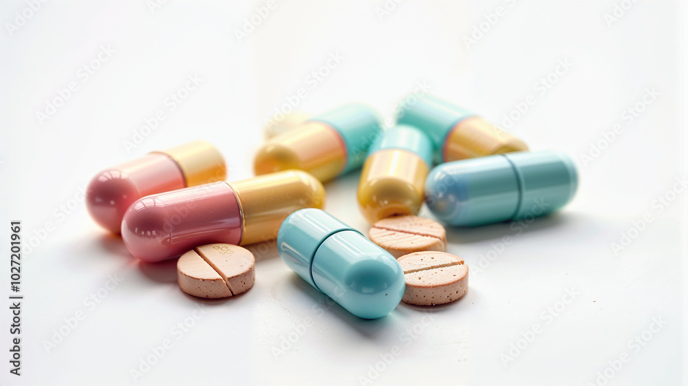 Pills and capsules isolated on white background. Pills and capsules isolated on white background.