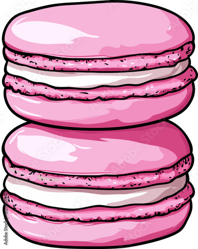 Colorful Macarons Design Illustration - Elegant French Dessert Design