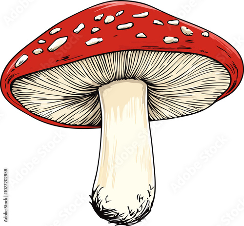 Fresh Mushroom Drawing Illustration - Ideal for Food and Culinary Designs