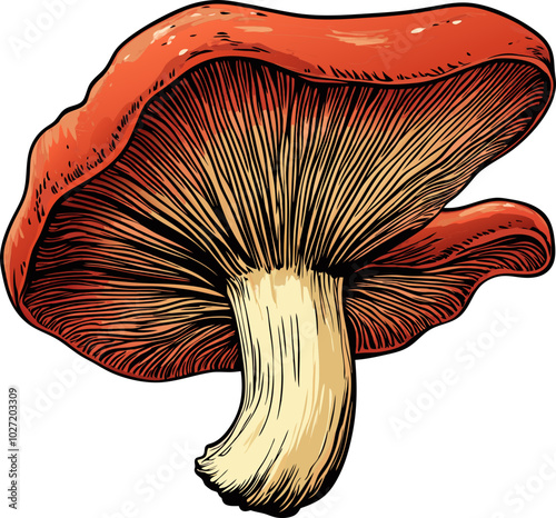 Fresh Mushroom Drawing Illustration - Ideal for Food and Culinary Designs