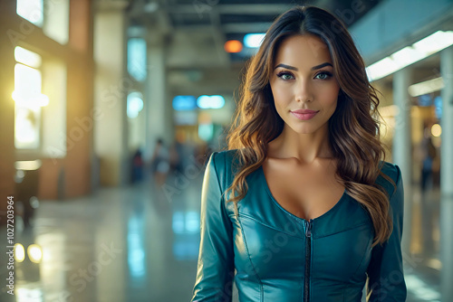 Free Download portrait of a beautiful woman in a mall - GFXLoad