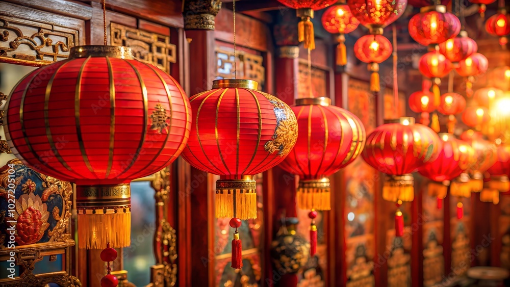 Luminous Chinese Temple Corridor at Dusk Luminous Chinese Temple Corridor at Dusk