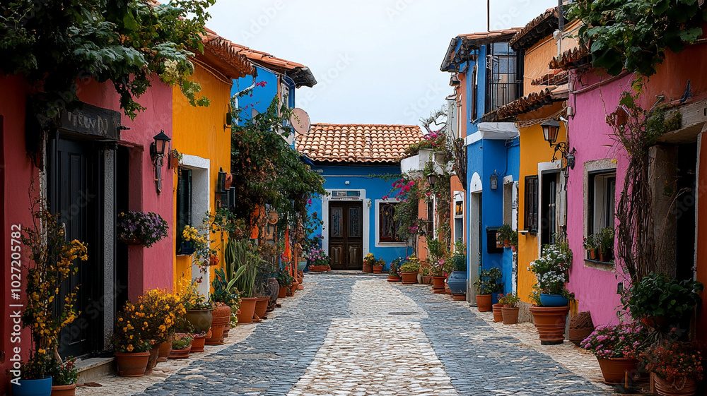 Fototapeta premium typical italian street colorful houses