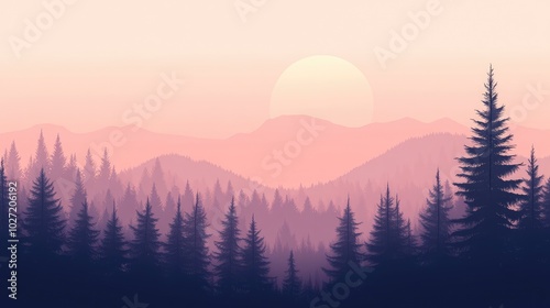 A nature-inspired background with a soft sunset and silhouettes of trees, designed to create a peaceful mood on computer or phone screens