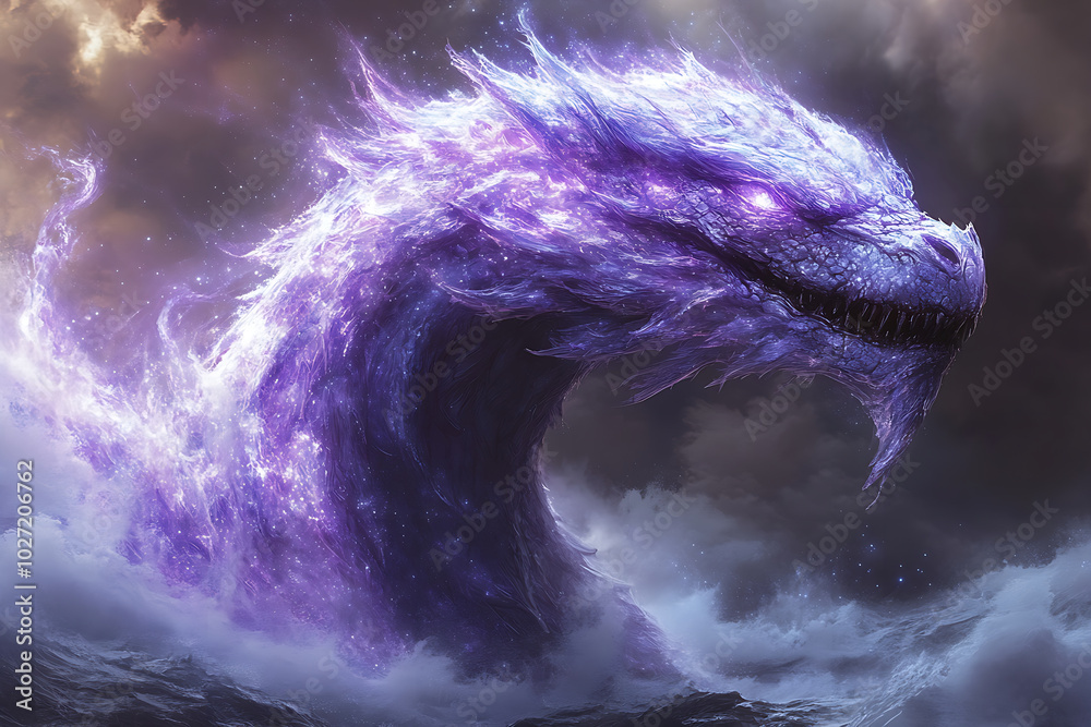 Obraz premium Epic view, fantasy creatures. nothing in foreground. background is space