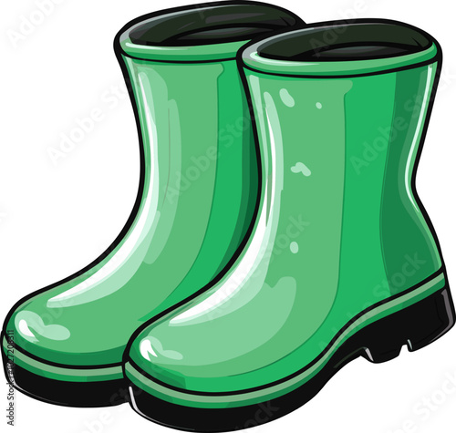 Colorful Rubber Boots Design Illustration - Waterproof Footwear Design