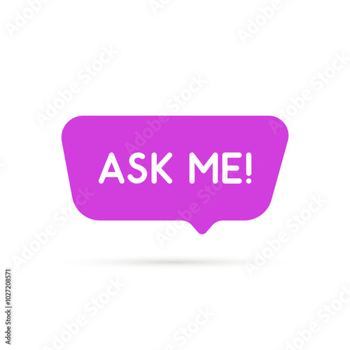 ask me question text on purple talk box