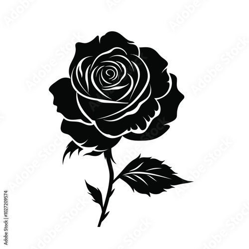 Wallpaper Mural flat vector silhouette of rose  black Cut out. Torontodigital.ca