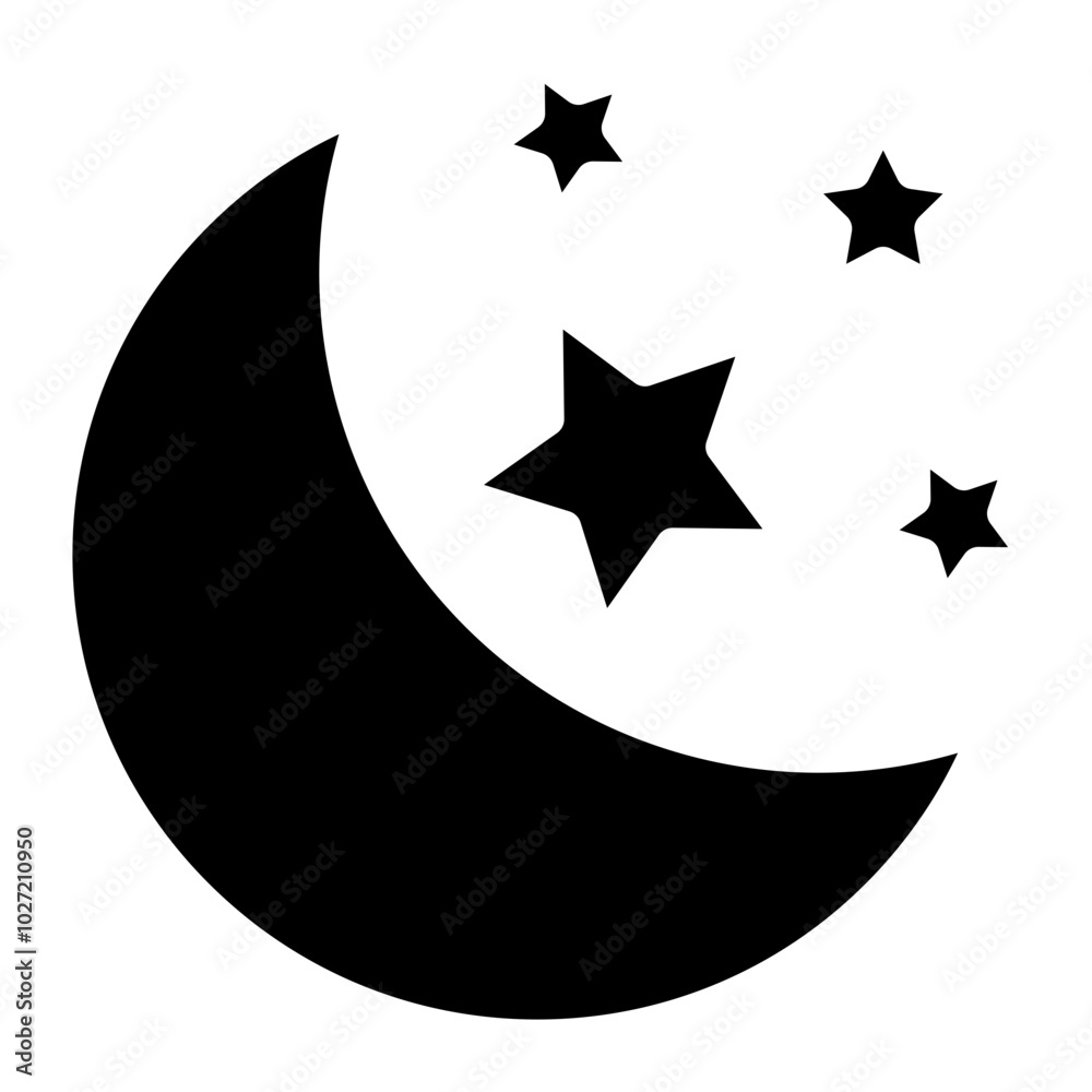 Moon and Stars Vector Design Icon Style Moon and Stars Vector Design Icon Style