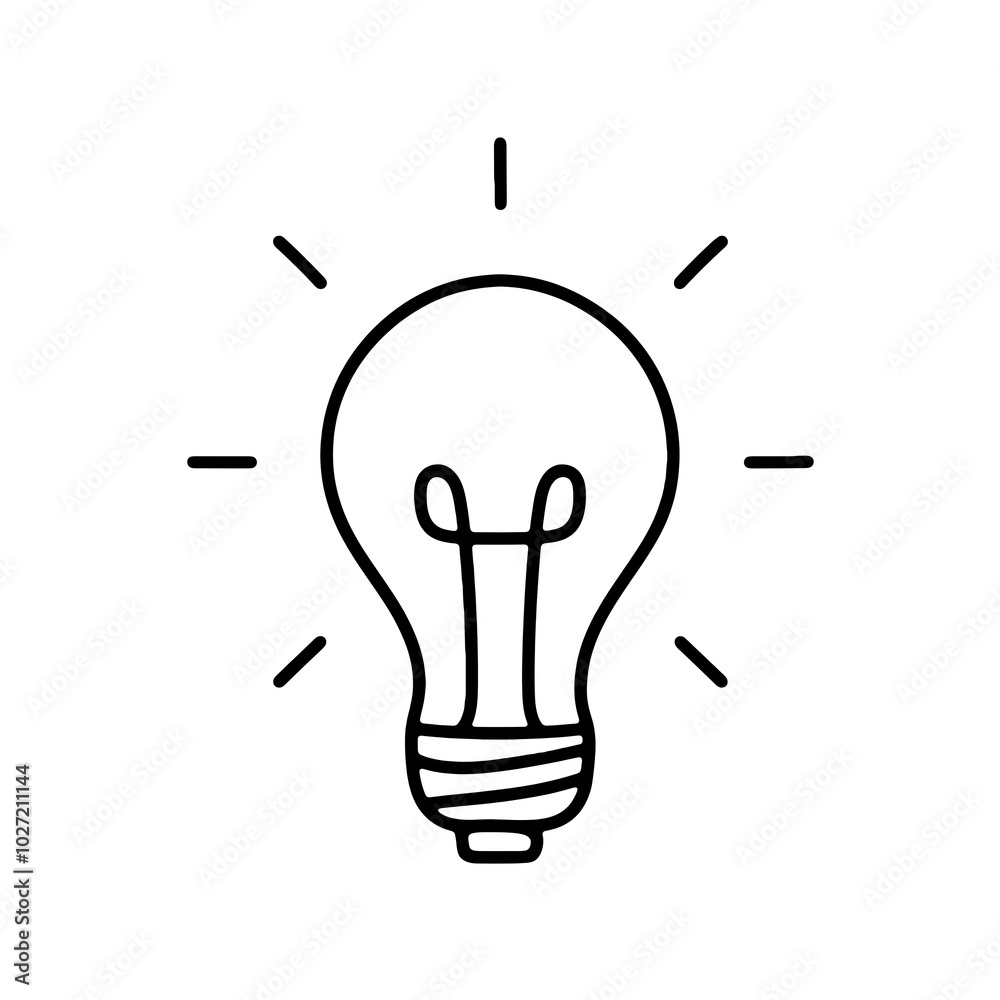 豆電球のシンプルな手描き線画イラスト 透過背景の切り抜き 豆電球のシンプルな手描き線画イラスト 透過背景の切り抜き