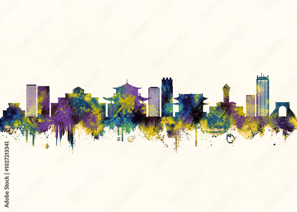 Obraz premium Tainan City Skyline. Cityscape Skyscraper Buildings Landscape City Downtown Abstract Landmarks Travel Background Modern Art Architecture Business View Building Corporate