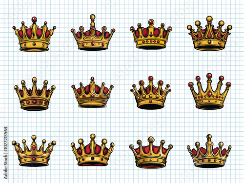 Royal King Crown Design Illustration - Detailed Regal Jewelry Design