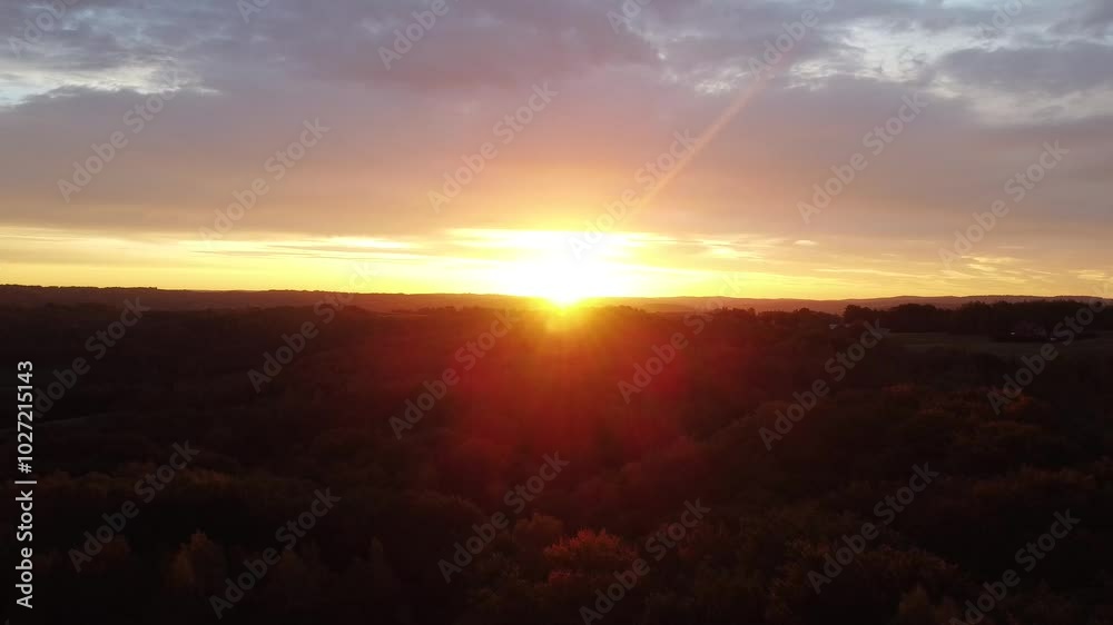 Sunny autumn morning with cloudy sky