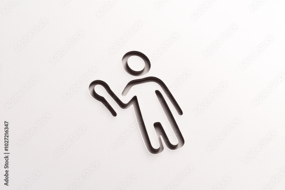 Obraz premium A minimalist figure design, showcasing a person with an outstretched arm, symbolizing greeting and connection.