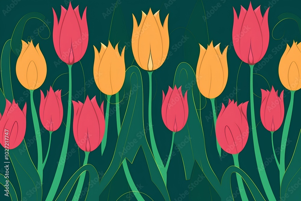 seamless pattern with tulips