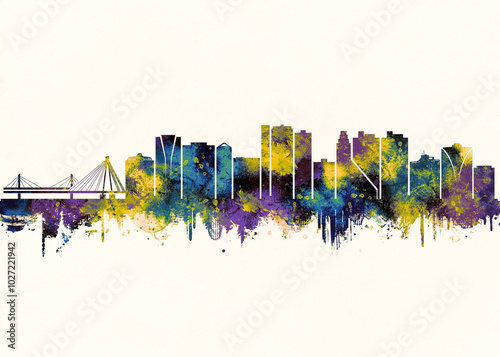 Vitoria City Skyline. Cityscape Skyscraper Buildings Landscape City Downtown Abstract Landmarks Travel Background Modern Art Architecture Business View Building Corporate #1027221942