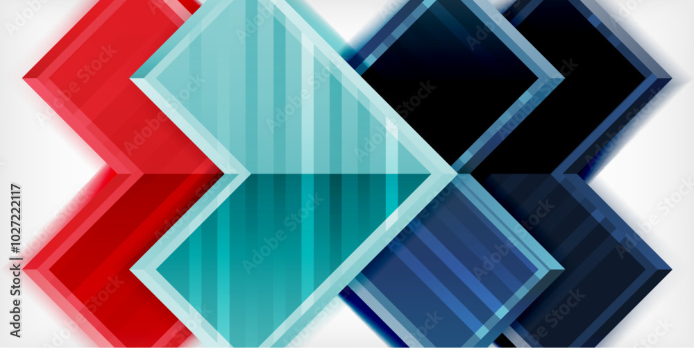 Arrow symbols created with 3d effects and line texture geometric abstract background