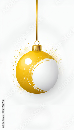 yellow  christmas ball isolated on white background 