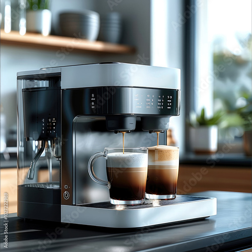 Fully automatic coffee machine with a nice background.