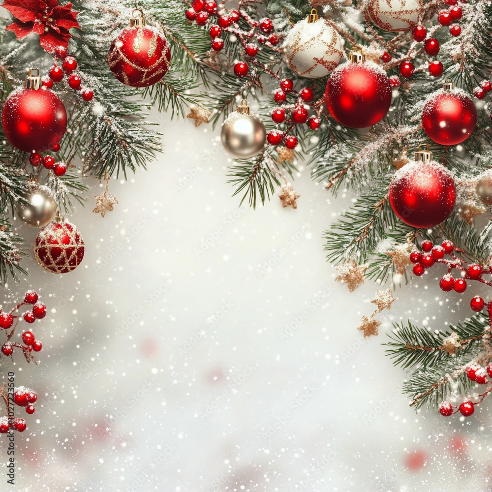 Christmas background with balls and fir branches Christmas background with balls and fir branches