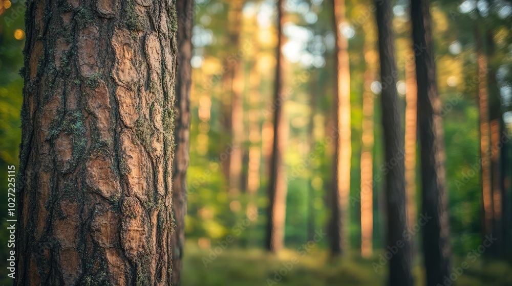 Tranquil Forest Scene with Pine Tree Close-Up Tranquil Forest Scene with Pine Tree Close-Up