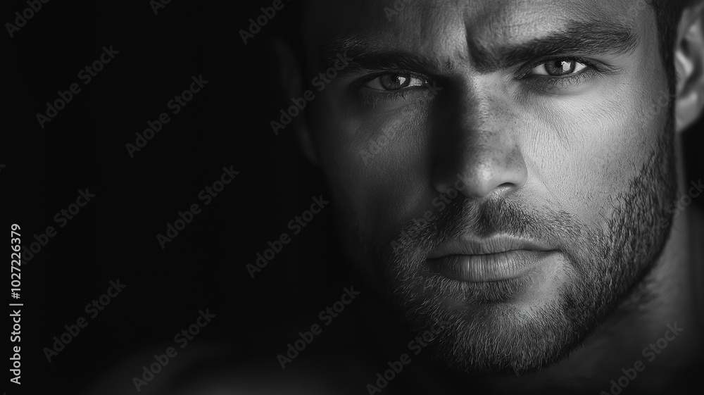 A man with a serious expression on his face. The image is in black and white. The man's eyes are wide open, and his mouth is slightly open A man with a serious expression on his face. The image is in black and white. The man's eyes are wide open, and his mouth is slightly open
