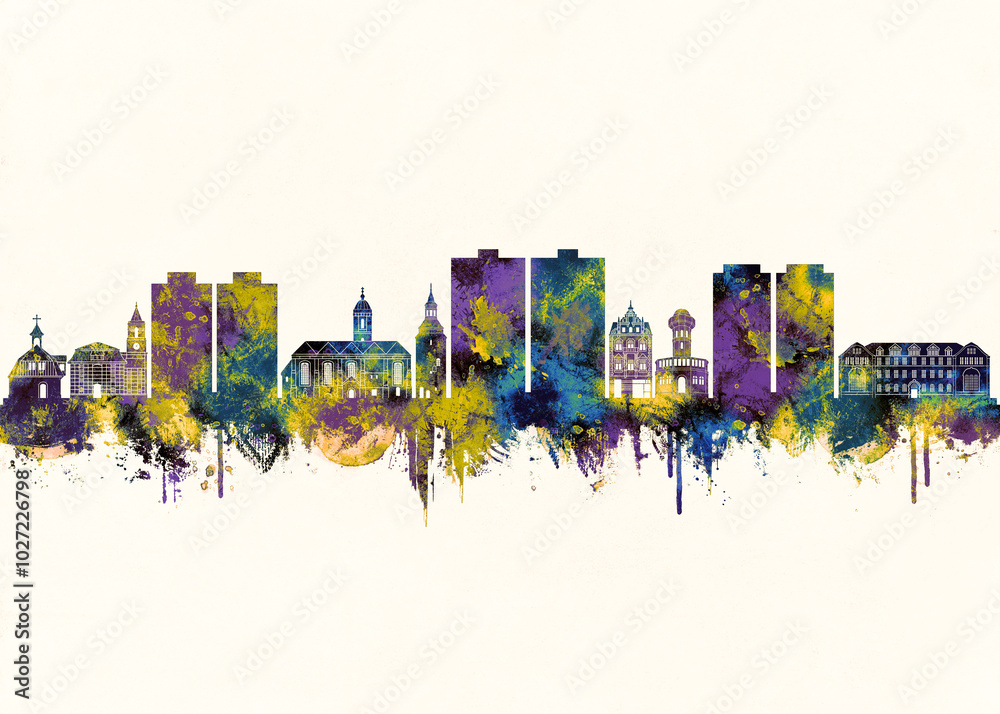 Obraz premium Zielona Gora City Skyline. Cityscape Skyscraper Buildings Landscape City Downtown Abstract Landmarks Travel Background Modern Art Architecture Business View Building Corporate