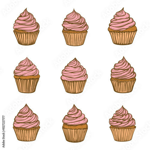 Cupcake drawing clipart design illustration