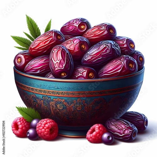 Weet Dates In A Clay Plate On Stone Tile And Wooden